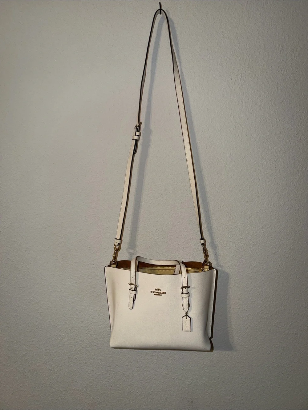 Coach Off White Pebbled Leather Satchel with Gold Hardware